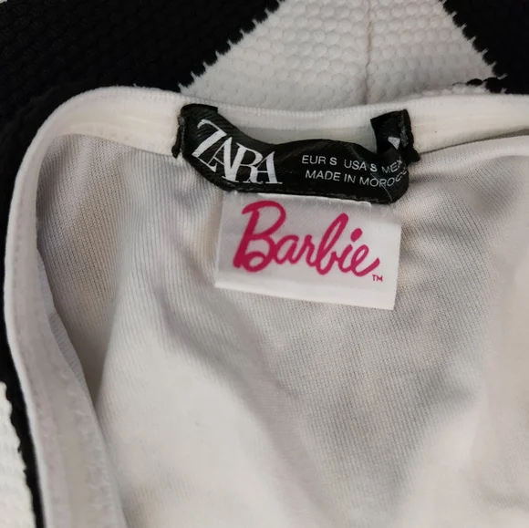 Zara X Barbie The Movie Black and White Chevron Bathing Suit - Picture 5 of 6